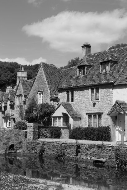 欧洲英国运河上的古英格兰村庄图片下载