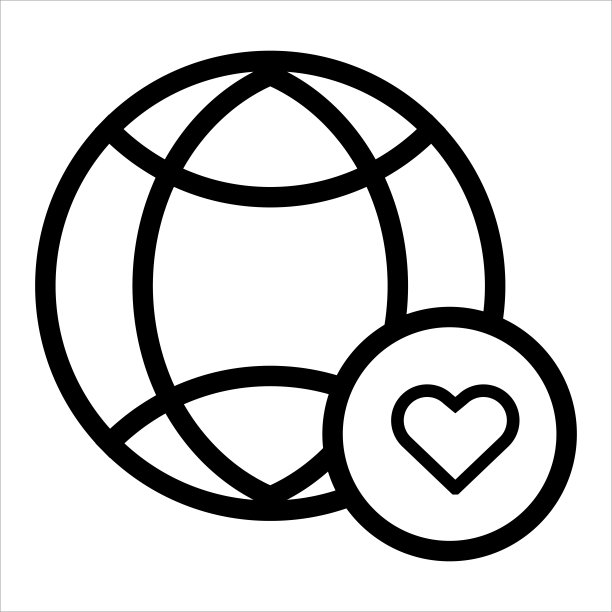 全球图标矢量。有爱的图标的地球。轮廓样式图标矢量概念图片下载