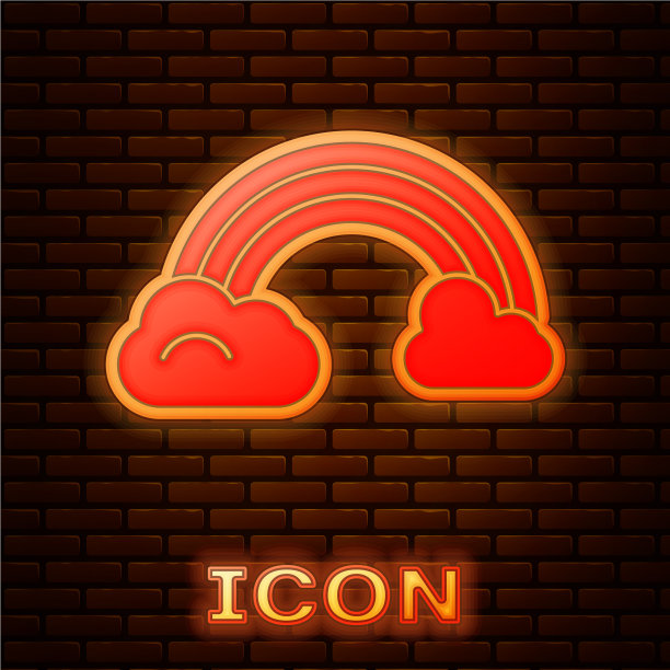发光的霓虹与云图标隔离图片下载