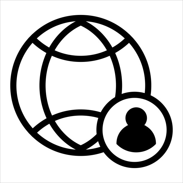 全球图标矢量。有用户图标的地球。轮廓样式图标矢量概念图片下载
