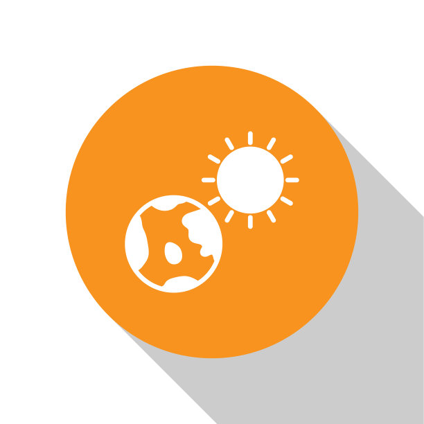 白色地球地球仪和太阳图标孤立在白色图片下载