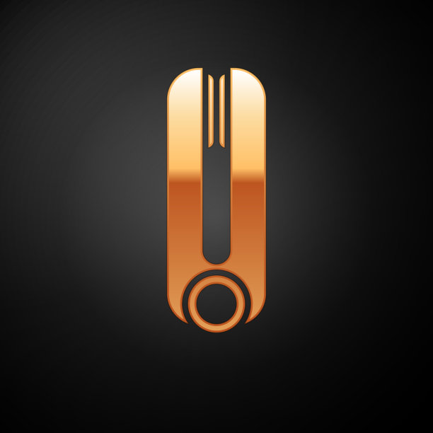 金色卷发器的头发图标孤立在黑色图片下载