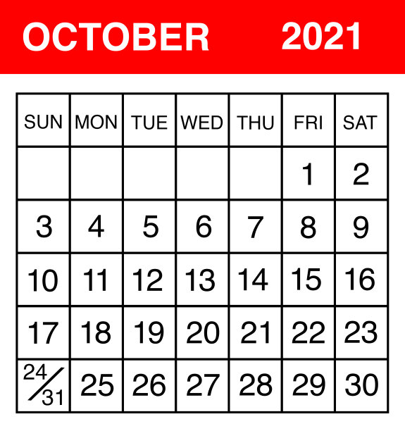 2021年10月日历图片下载
