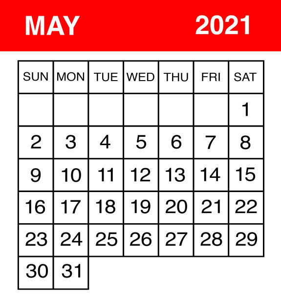 2021年5月日历图片下载
