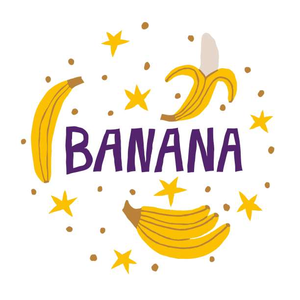 香蕉字母标志和黄色香蕉孤立在白色背景。图片下载