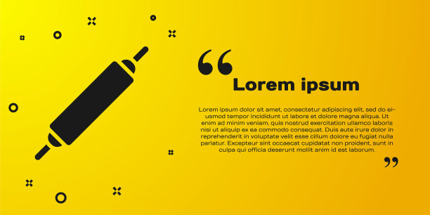 黑色滚动针图标孤立在黄色背景。向量图片下载