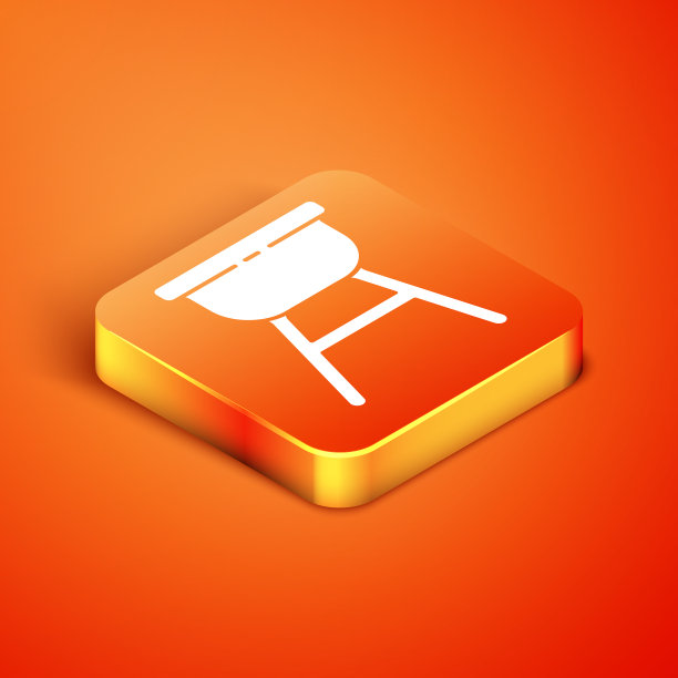 等距烧烤架图标孤立在橙色图片下载