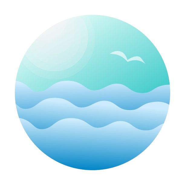 水景观与海洋或海浪，矢量插图图片下载