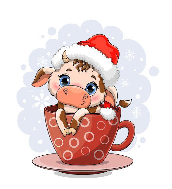 可爱的长着蓝色大眼睛的奶牛图片下载