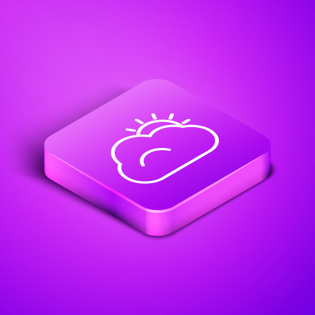 等距线太阳和云天气图标孤立图片下载