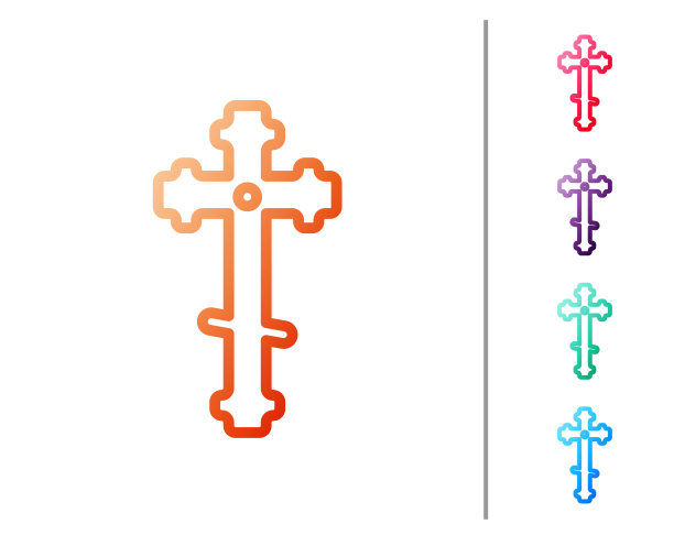 红线基督教十字图标孤立在白色图片下载