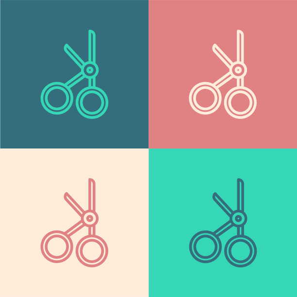 波普艺术线医用剪刀图标孤立上图片下载