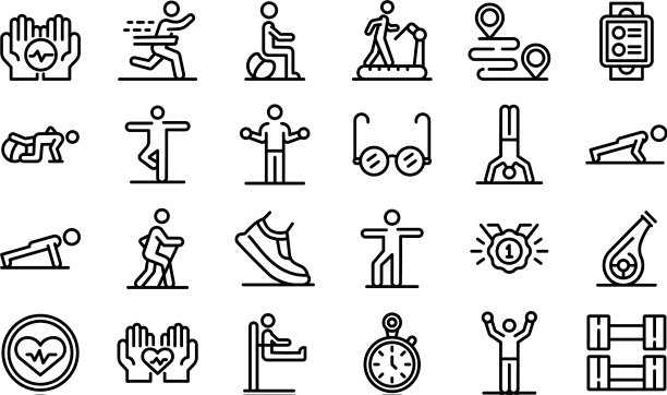 锻炼老年人图标设置大纲风格图片下载