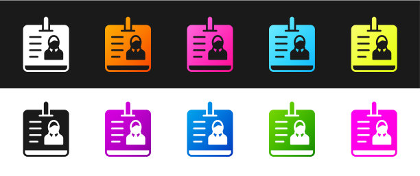 设置标识牌图标隔离在黑色和白色背景。它可以用于展示，公司的身份，广告。向量图片下载