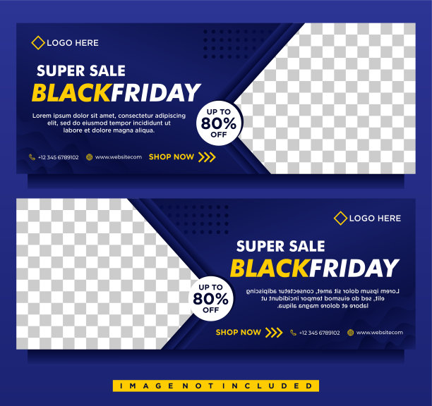 黑色星期五大减价横幅，社交媒体facebook封面与蓝色背景模板图片下载