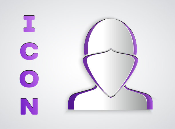 剪纸汪达尔图标孤立在灰色背景。纸艺术风格。向量图片下载