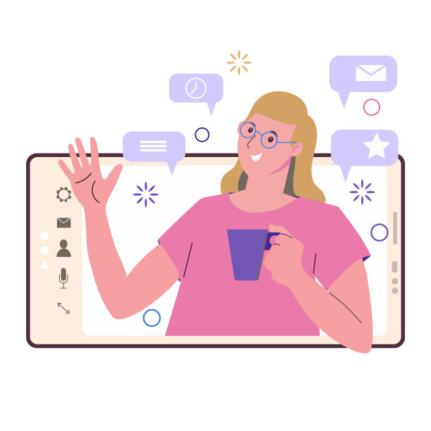 用智能手机视频和一个女孩交流图片下载