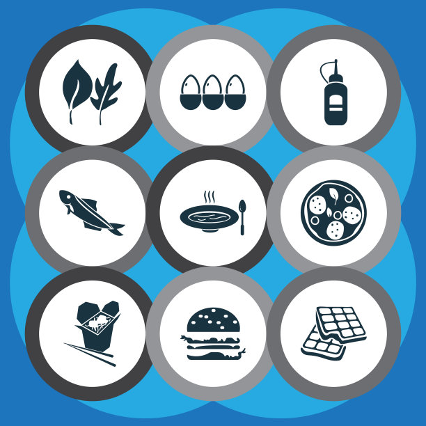 套餐图标与鸡蛋，汤，沙丁鱼和其他图片下载