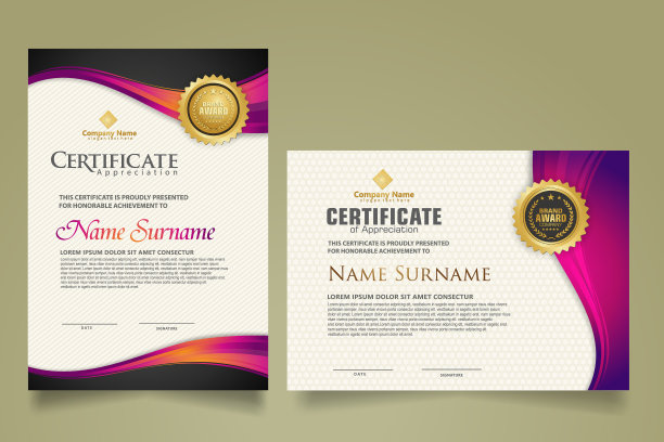 使用流程线设置现代证书模板图片下载