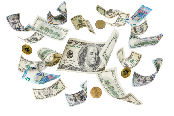 在白色背景上收集孤立的美元包图片下载