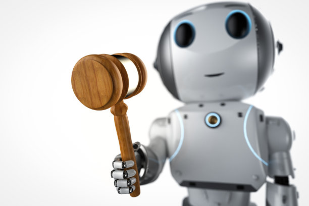 拿着法槌的迷你机器人图片下载