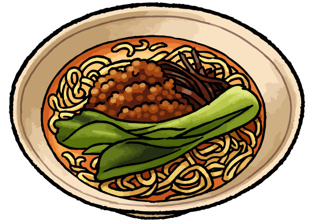 【手绘美食插画】担担面插画图片下载