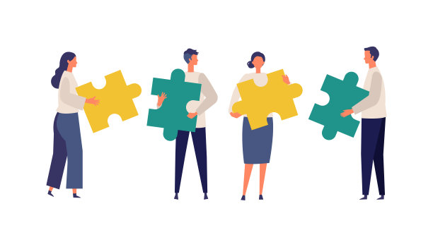 比喻团队、合作、伙伴关系。平面设计矢量插图的商业人士。图片下载