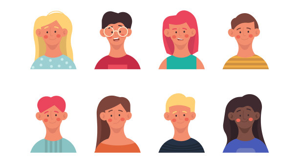 卡通儿童可爱快乐套面头设计图片下载