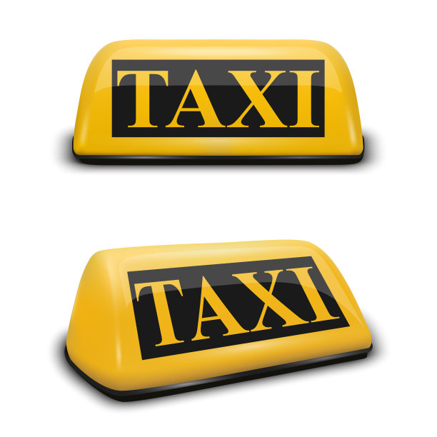 3d现实黄色法国出租车标志图标图片下载
