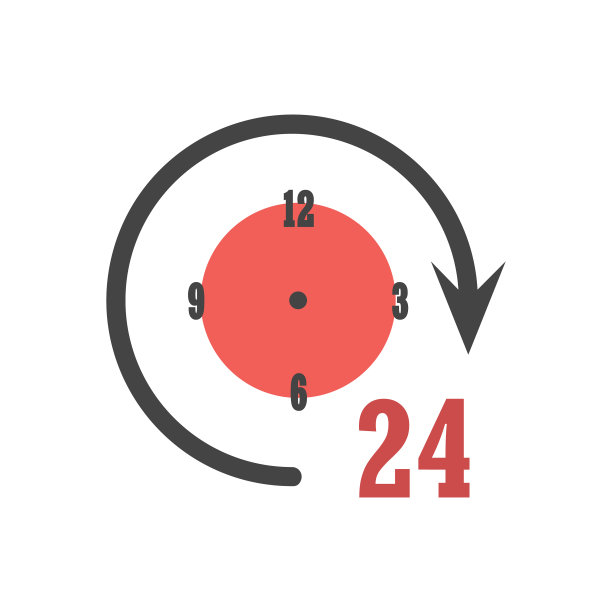 图像圆形时钟24小时的时间图标上的白色图片下载
