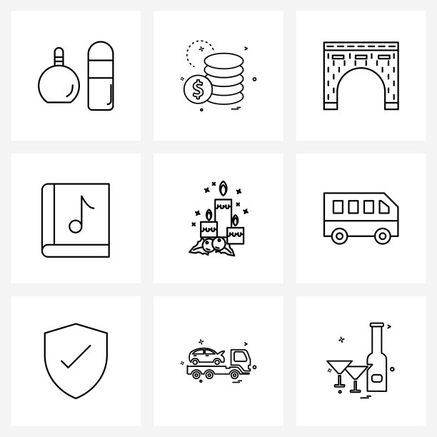 9个适用于网页和手机的通用线图标图片下载