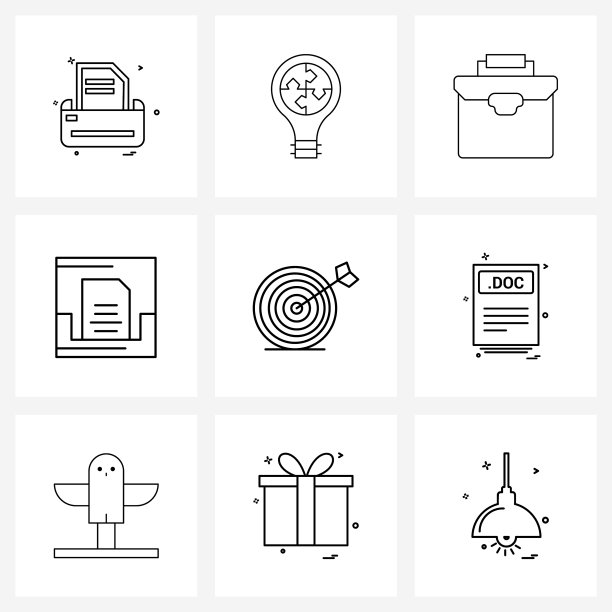 设置9个现代线条图标web对象解决方案图片下载