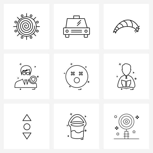 通用符号9现代线条图标表情图片下载