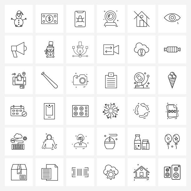 设置36个简单的线条图标建设家支付图片下载