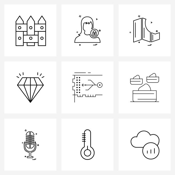 UI设置9个基本线图标硬件芯片图片下载