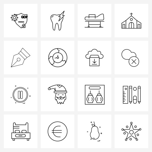 16可编辑的线条图标和现代符号图片下载