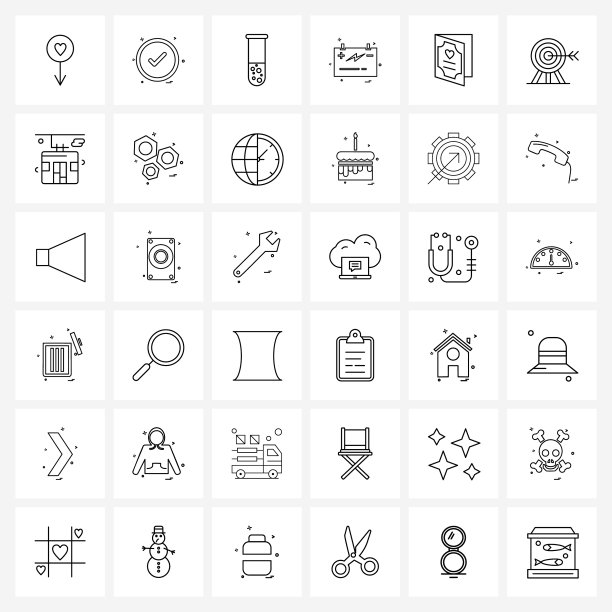 为网页和打印设置36个简单的线条图标图片下载