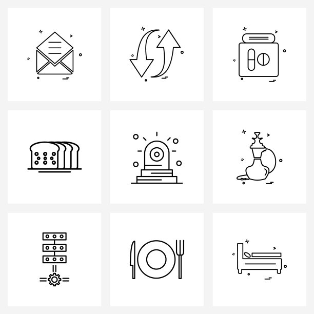 移动用户界面线图标设置9个现代象形图图片下载