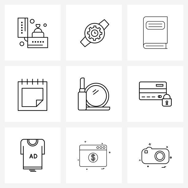 设置9个通用线图标的口红美丽图片下载