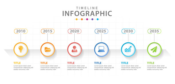 信息图6步现代时间线与圆图片下载