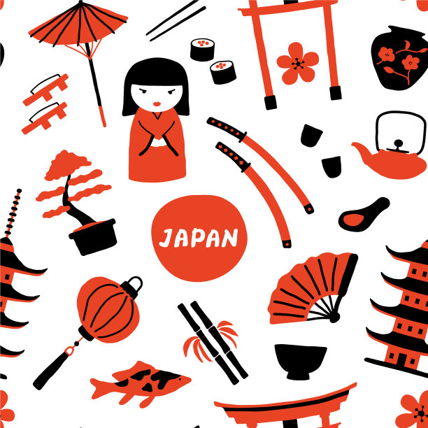 无缝日本童装图案图片下载