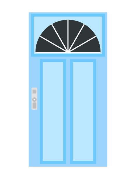 蓝色关闭前门。孤立在白色背景上。图片下载