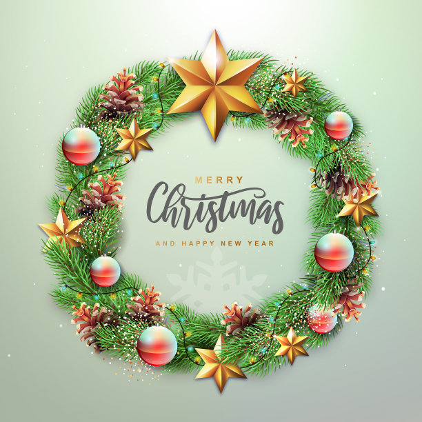 冬季圣诞节的背景。圣诞假日逼真的装饰花环。矢量图图片下载