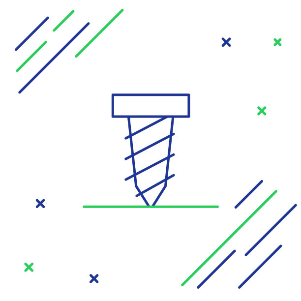 旋转钻头在白色背景上孤立的地面图标上挖洞。色彩斑斓的轮廓的概念。向量图片下载