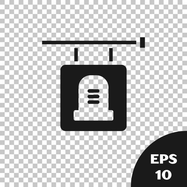 黑色招牌墓碑图标隔离在透明的背景上。向量图片下载