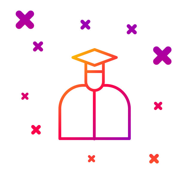 颜色线学生图标孤立在白色背景上。梯度随机动态形状。矢量图图片下载