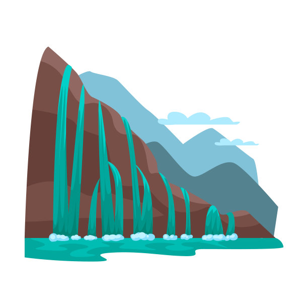 瀑布图标卡通图标孤立图片下载