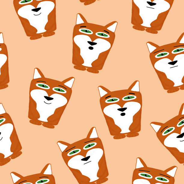 无缝模式与狐狸在一个橙色的背景图片下载