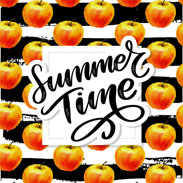 夏季时间水彩无缝图案图片下载