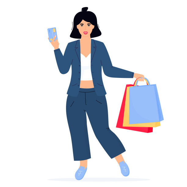 黑色星期五促销标语。拿着购物袋和信用卡的女孩图片下载